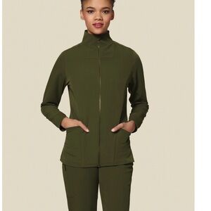 Mandala Women's Olive Green Scrub Nursing Jacket Uniform Small